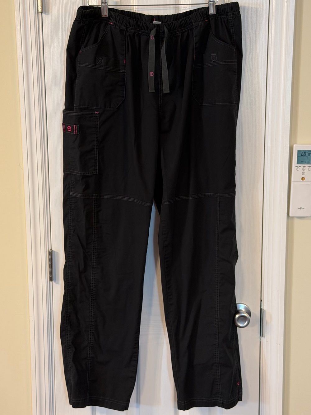 2 Pair WonderWink WonderFLEX Scrub Pants 2XL Tall Black Cargo 5108 - Picture 7 of 14
